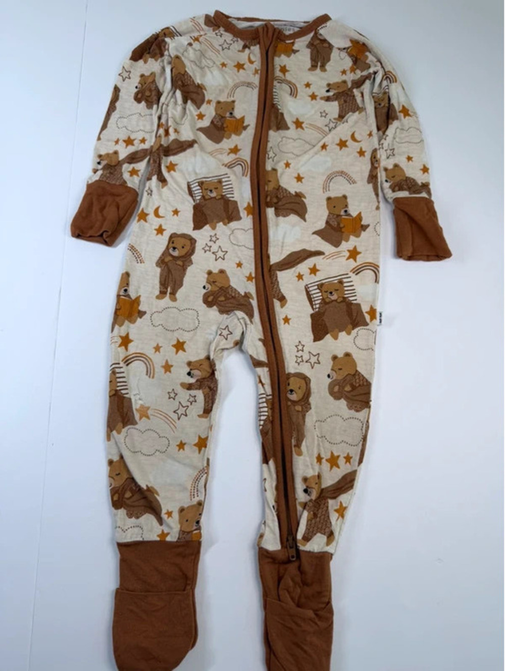 Little Sleepies Baby Size 12-18M Bedtime Bears Bamboo Zipper Pajamas